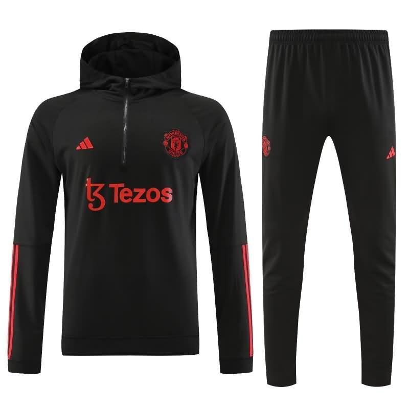 AAA(Thailand) Manchester United 23/24 Black Soccer Tracksuit 02