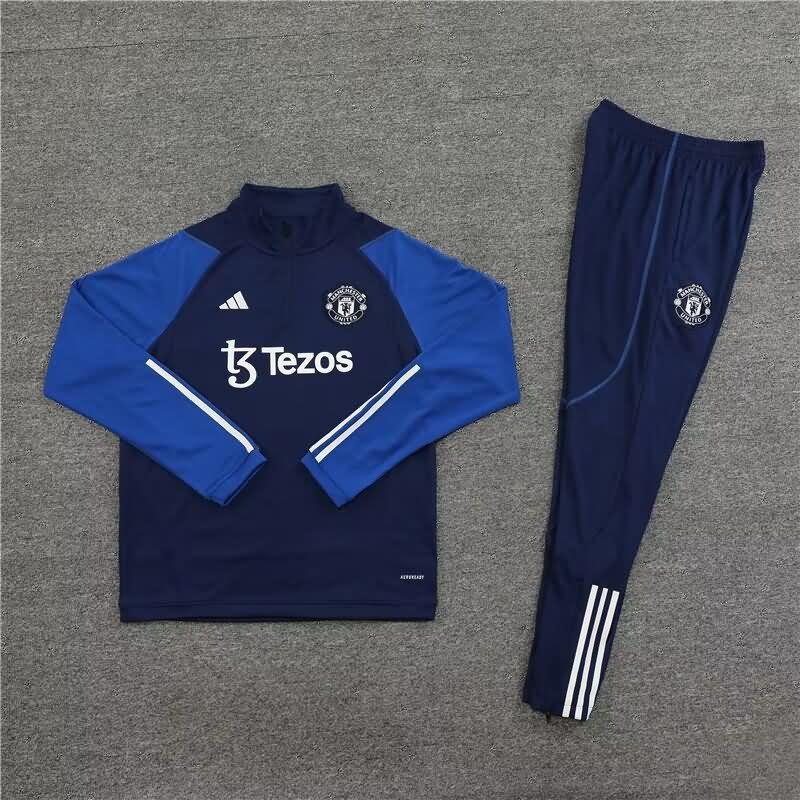AAA(Thailand) Manchester United 23/24 Dark Blue Soccer Tracksuit