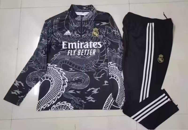 AAA(Thailand) Real Madrid 23/24 Black Soccer Tracksuit 02