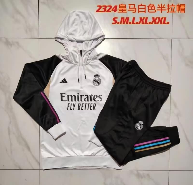 AAA(Thailand) Real Madrid 23/24 White Soccer Tracksuit 06