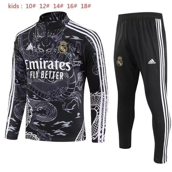 Real Madrid 23/24 Kids Black Soccer Tracksuit