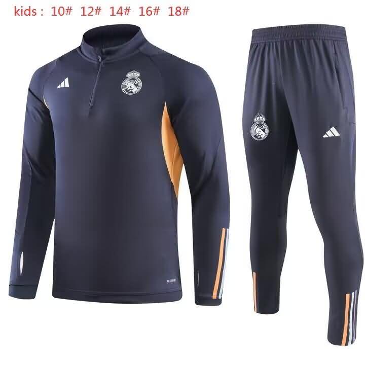 Real Madrid 23/24 Kids Dark Blue Soccer Tracksuit 02