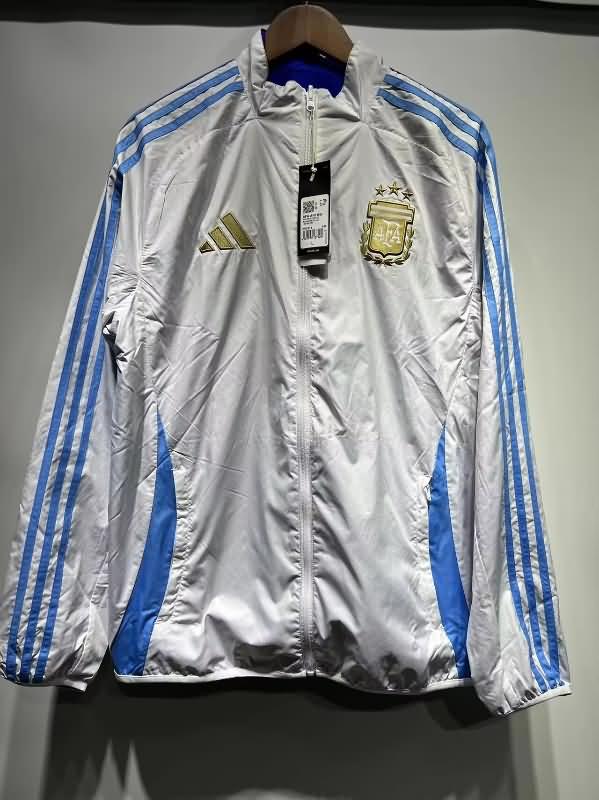 AAA(Thailand) Argentina 2024 White Blue Reversible Soccer Windbreaker