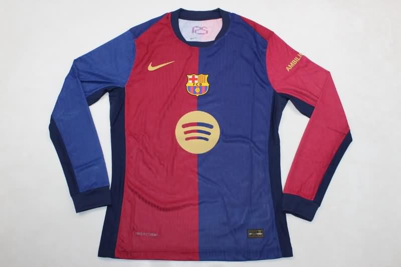 AAA(Thailand) Barcelona 24/25 Home Long Sleeve Soccer Jersey (Player) Sponsor