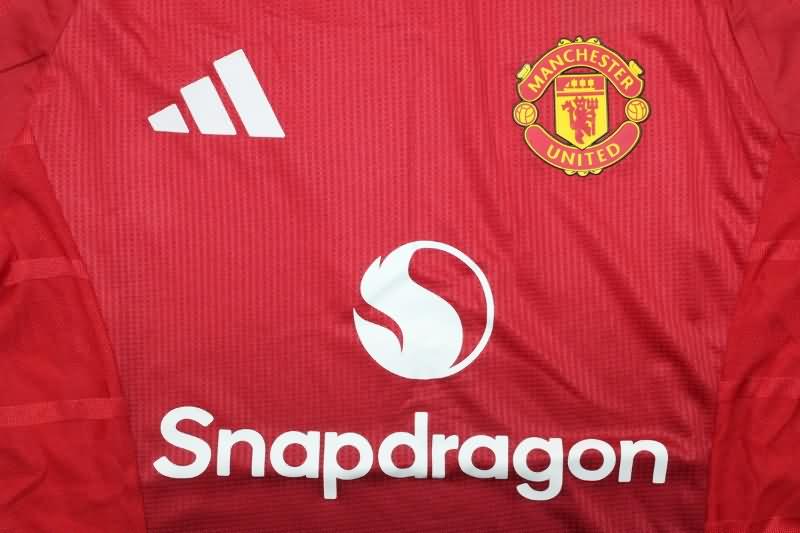 AAA(Thailand) Manchester United 24/25 Home Long Sleeve Soccer Jersey (Player)