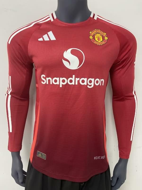 AAA(Thailand) Manchester United 24/25 Home Long Sleeve Soccer Jersey (Player) Leaked