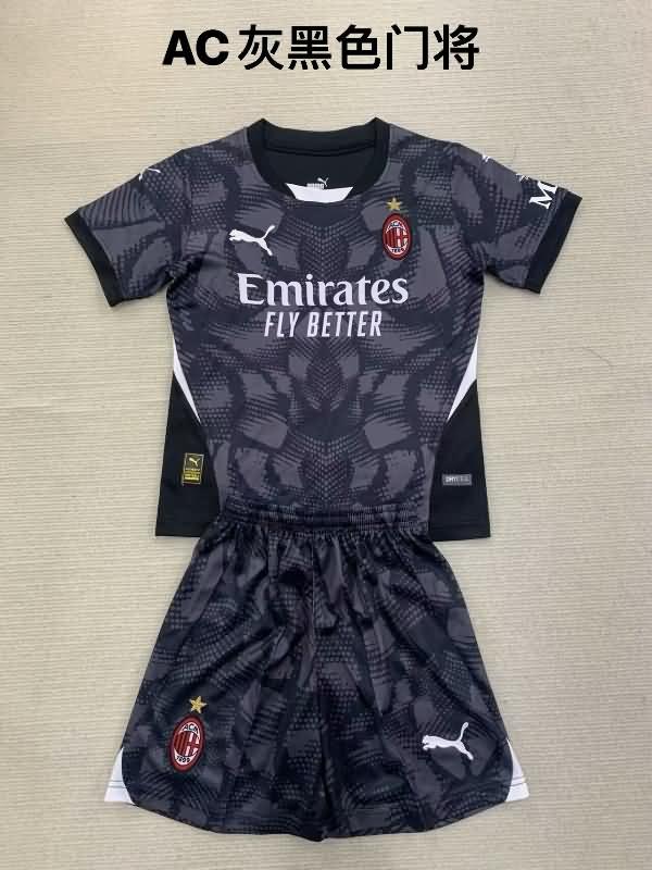 AC Milan 24/25 Kids Goalkeeper Black Soccer Jersey And Shorts