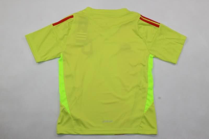 Argentina 2024 Kids Copa America Goalkeeper Yellow Soccer Jersey And Shorts