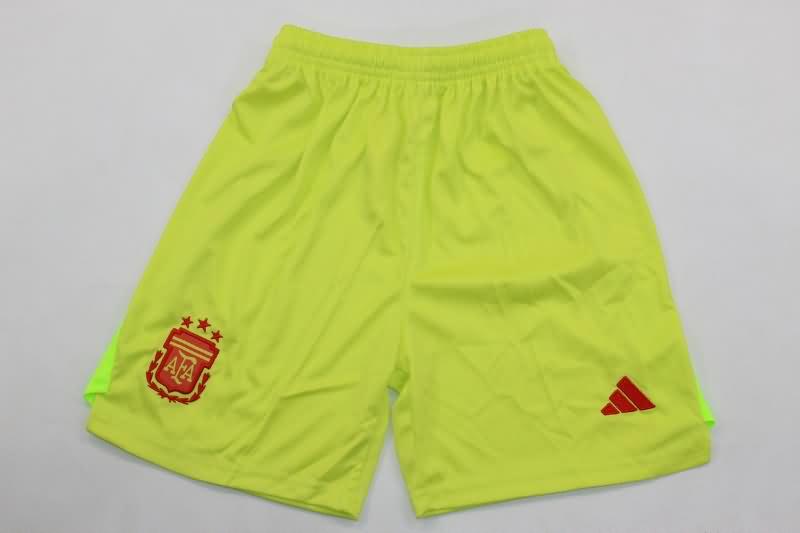 Argentina 2024 Kids Copa America Goalkeeper Yellow Soccer Jersey And Shorts