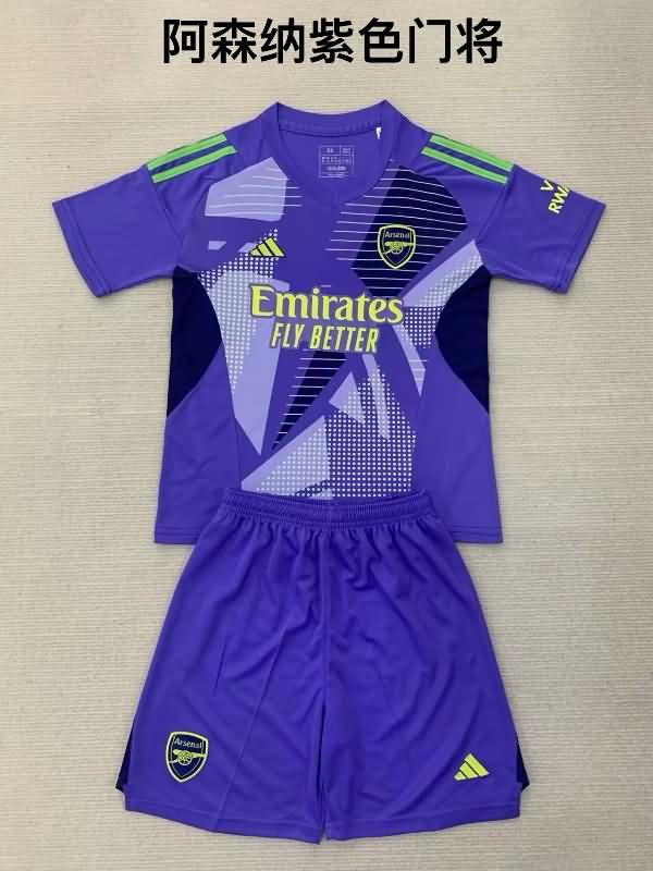 Arsenal 24/25 Kids Goalkeeper PurplesSoccer Jersey And Shorts