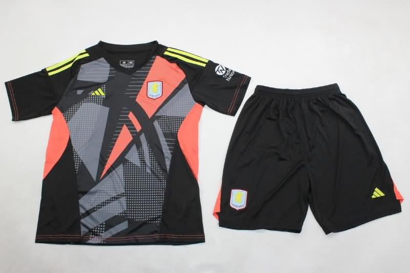 Aston Villa 24/25 Kids Goalkeeper Black Soccer Jersey And Shorts