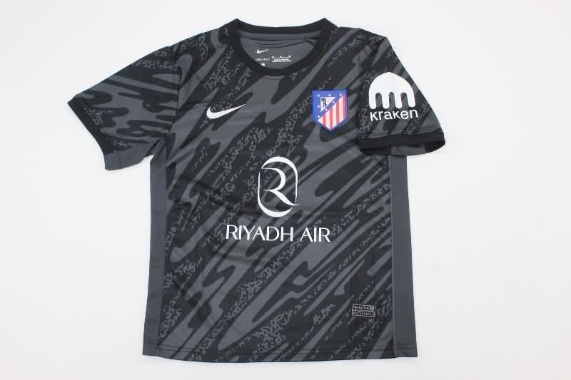 Atletico Madrid 24/25 Kids Goalkeeper Black Soccer Jersey And Shorts