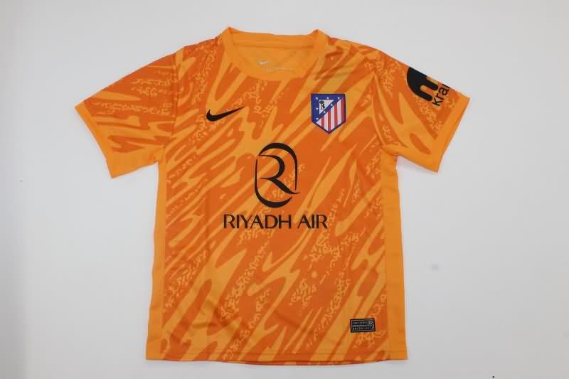 Atletico Madrid 24/25 Kids Goalkeeper Orange Soccer Jersey And Shorts