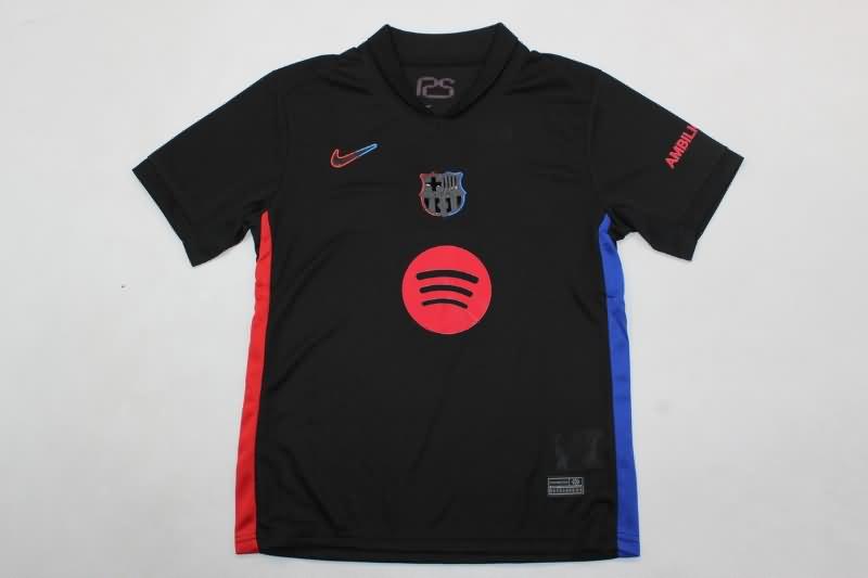 Barcelona 24/25 Kids Away Soccer Jersey And Shorts Sponsor