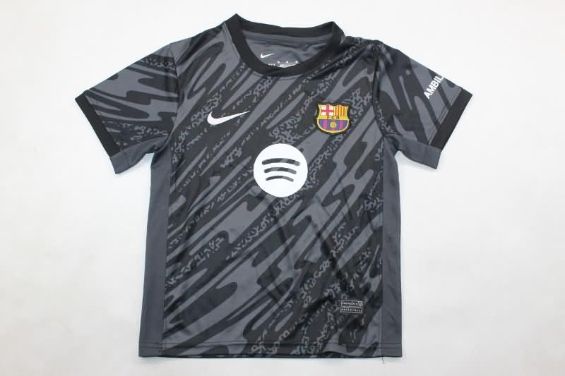 Barcelona 24/25 Kids Goalkeeper Black Soccer Jersey And Shorts