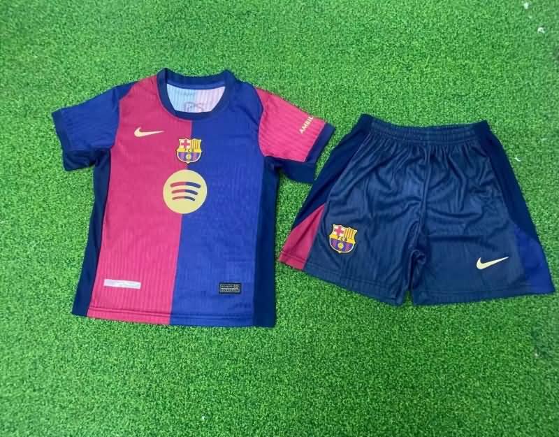 Barcelona 24/25 Kids Home Soccer Jersey And Shorts (Player) Sponsor