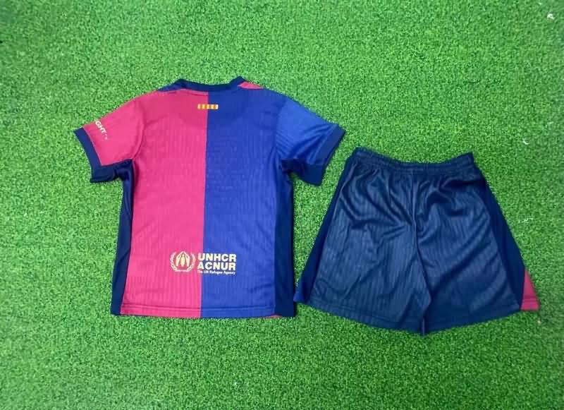 Barcelona 24/25 Kids Home Soccer Jersey And Shorts (Player) Sponsor