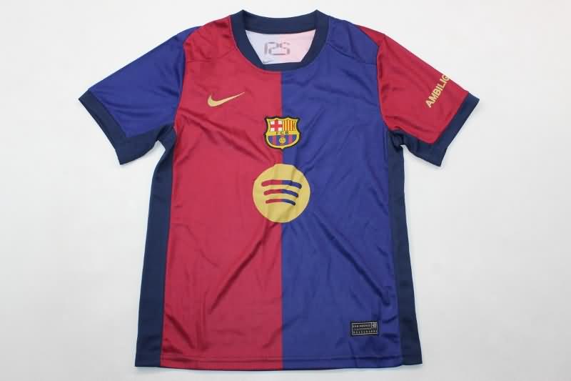 Barcelona 24/25 Kids Home Soccer Jersey And Shorts Sponsor