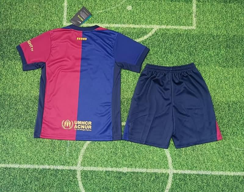 Barcelona 24/25 Kids Home Soccer Jersey And Shorts Sponsor 03