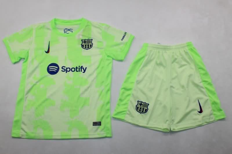 Barcelona 24/25 Kids Third Soccer Jersey And Shorts Leaked