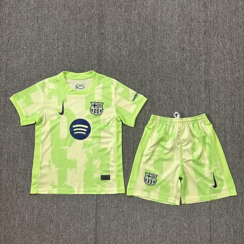 Barcelona 24/25 Kids Third Soccer Jersey And Shorts Sponsor