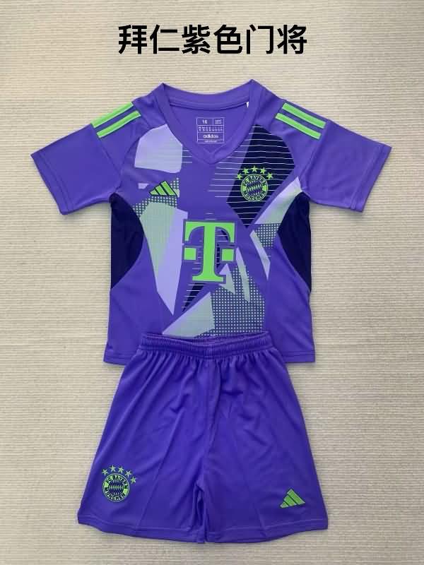 Bayern Munich 24/25 Kids Goalkeeper Purples Soccer Jersey And Shorts