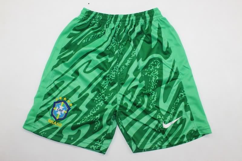 Brazil 2024 Kids Copa America Goalkeeper Green Soccer Jersey And Shorts