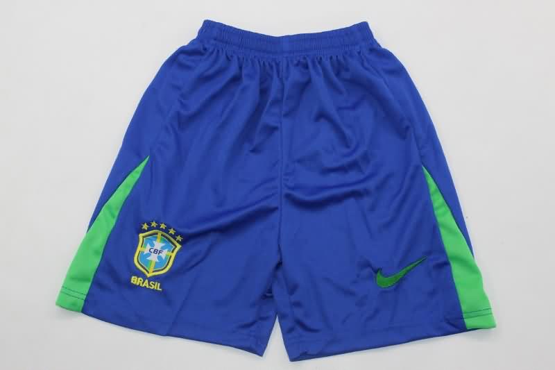 Brazil 2024 Kids Copa America Home Long Sleeve Soccer Jersey And Shorts