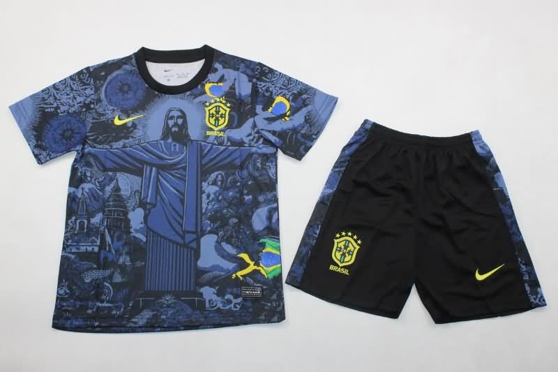 Brazil 2024 Kids Copa America Special Soccer Jersey And Shorts 02