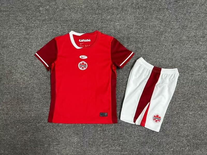 Canada 2024 Kids Copa America Home Soccer Jersey And Shorts