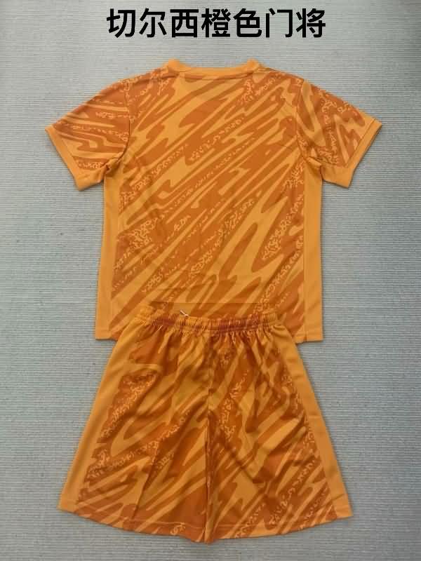 Chelsea 24/25 Kids Goalkeeper Orange Soccer Jersey And Shorts