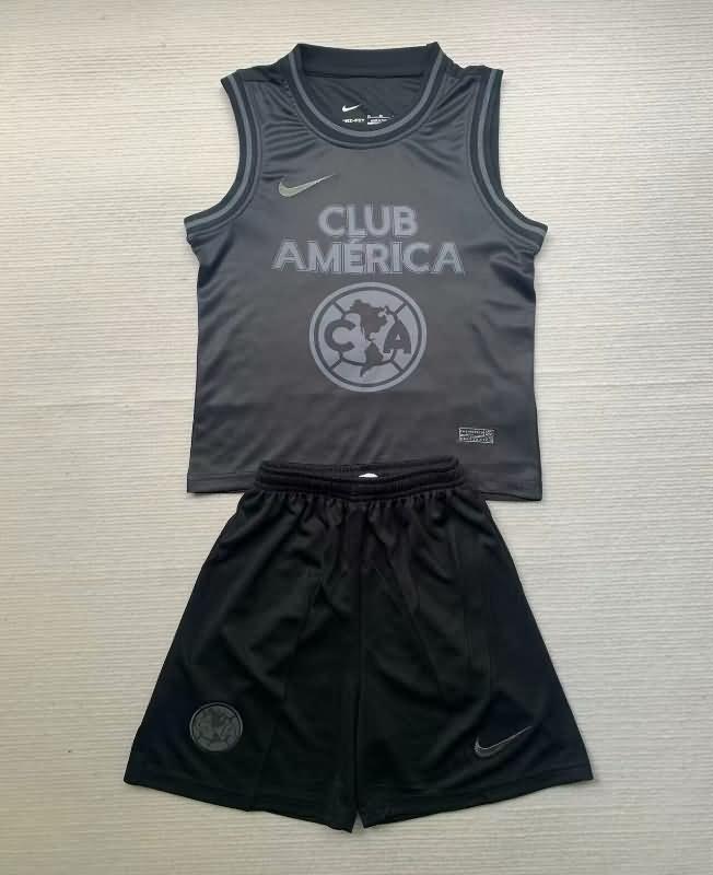 Club America 2024 Kids Black Vest Soccer Jersey And Shorts