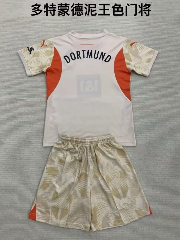 Dortmund 24/25 Kids Goalkeeper Cream Soccer Jersey And Shorts