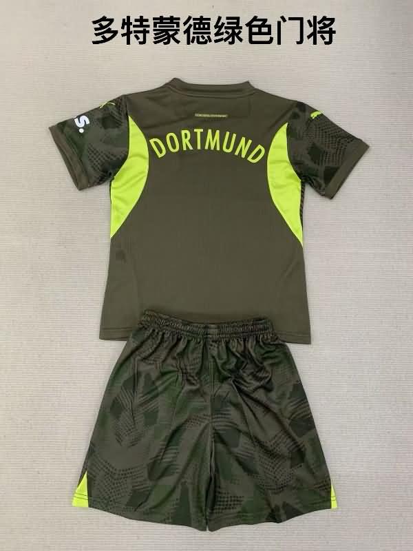 Dortmund 24/25 Kids Goalkeeper Green Soccer Jersey And Shorts