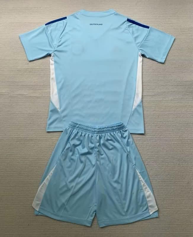 Germany 2024 Kids Goalkeeper Blue Soccer Jersey And Shorts