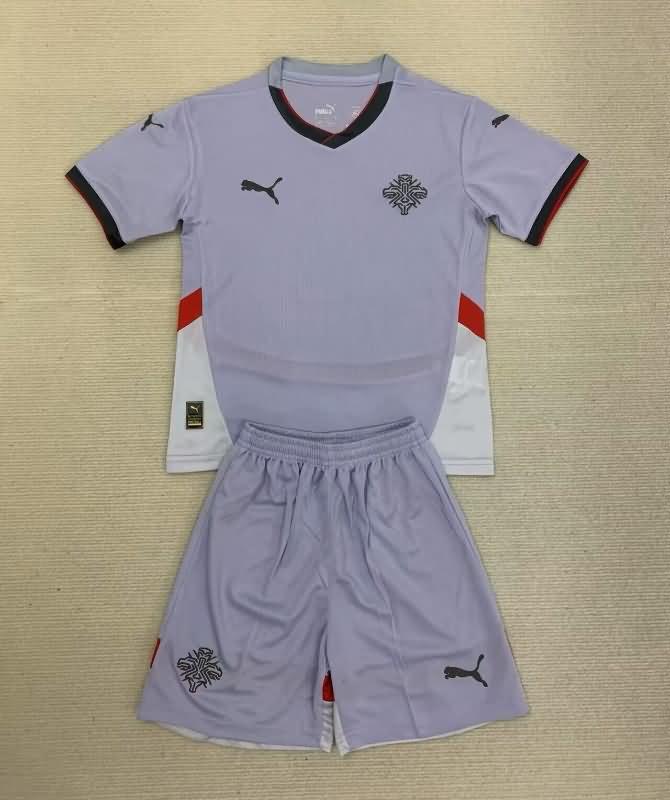 Iceland 2024 Kids Away Soccer Jersey And Shorts