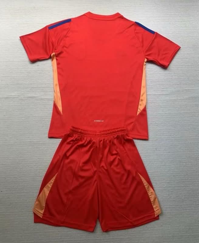 Italy 2024 Kids Goalkeeper Red Soccer Jersey And Shorts