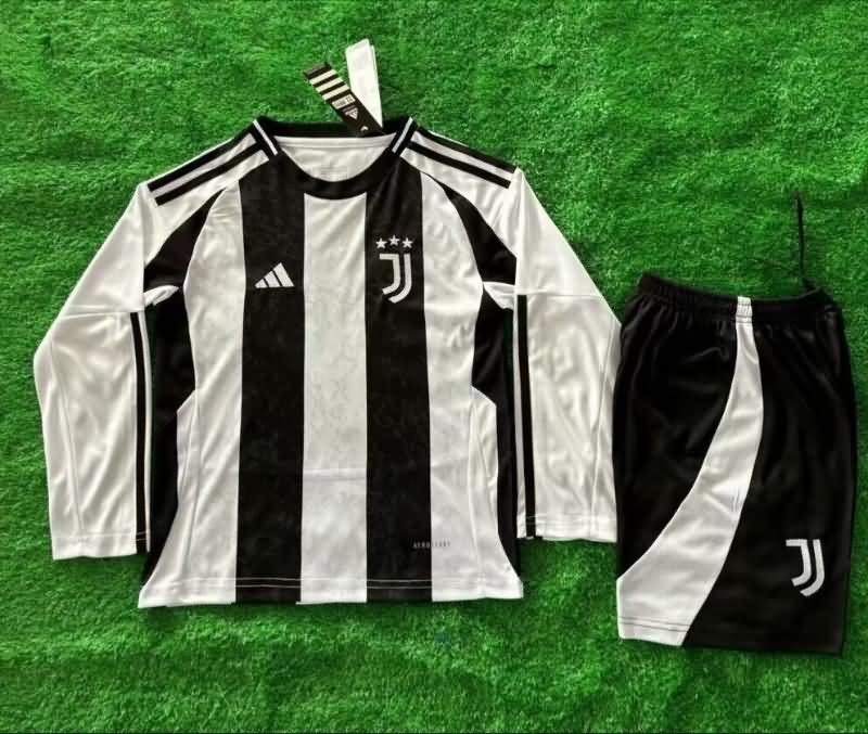 Juventus 24/25 Kids Home Long Sleeve Soccer Jersey And Shorts