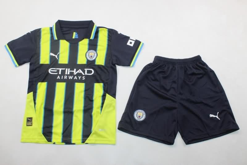 Manchester City 24/25 Kids Away Soccer Jersey And Shorts