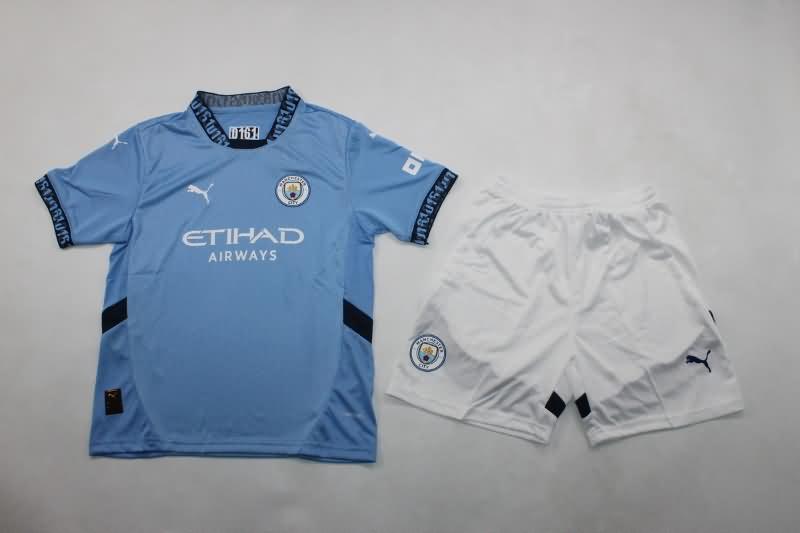 Manchester City 24/25 Kids Home Soccer Jersey And Shorts (Player)