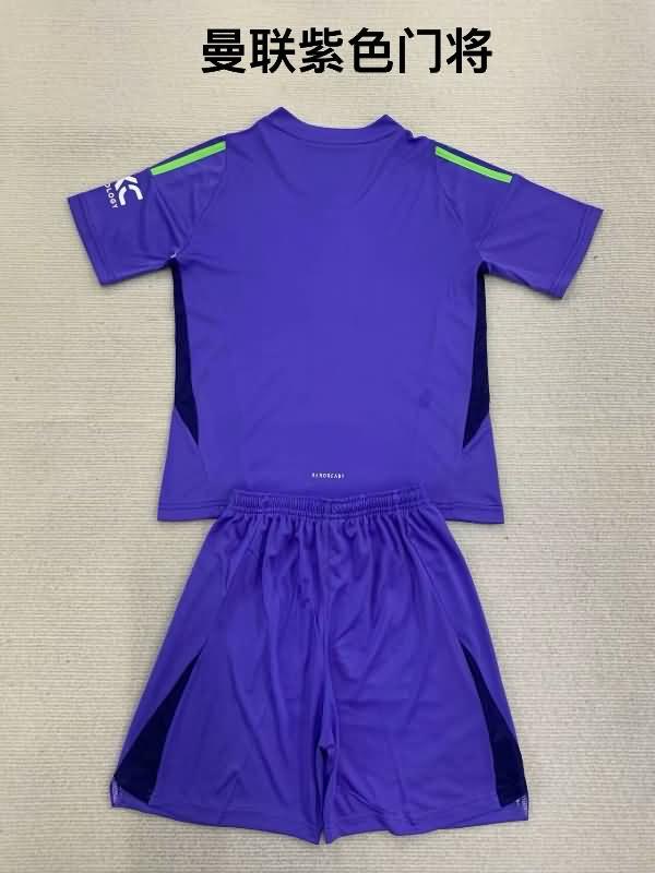 Manchester United 24/25 Kids Goalkeeper Purples Soccer Jersey And Shorts