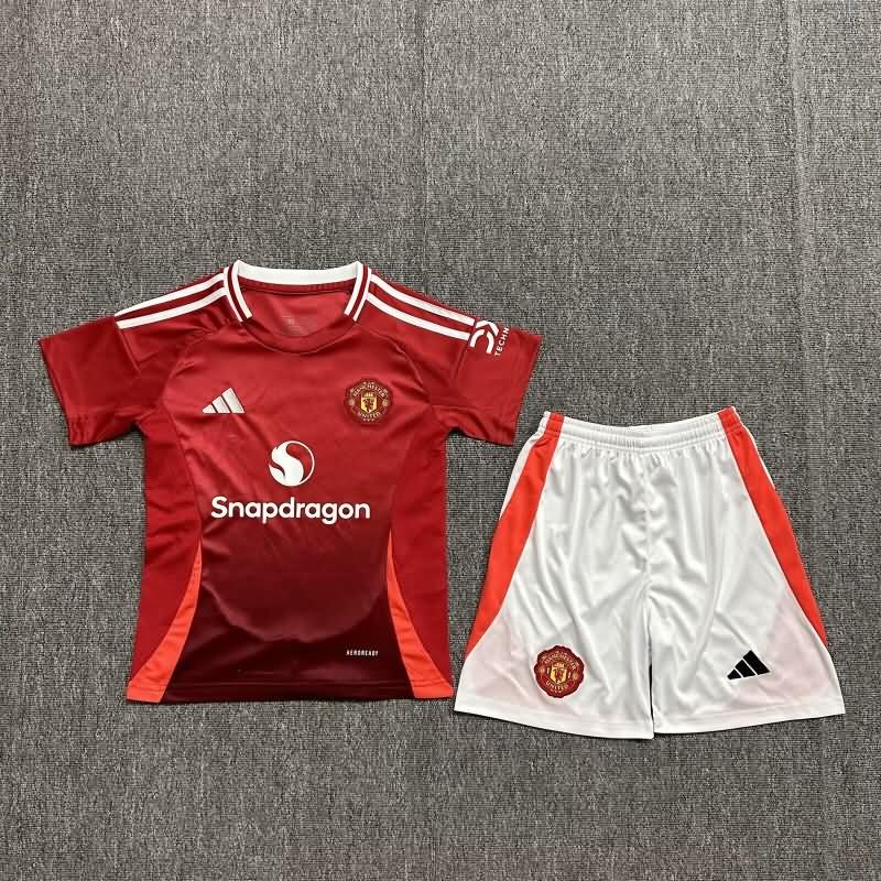 Manchester United 24/25 Kids Home Soccer Jersey And Shorts Leaked