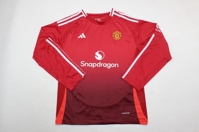 Manchester United 24/25 Kids Home Long Sleeve Soccer Jersey And Shorts