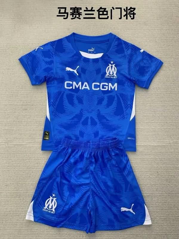 Marseilles 24/25 Kids Goalkeeper Blue Soccer Jersey And Shorts