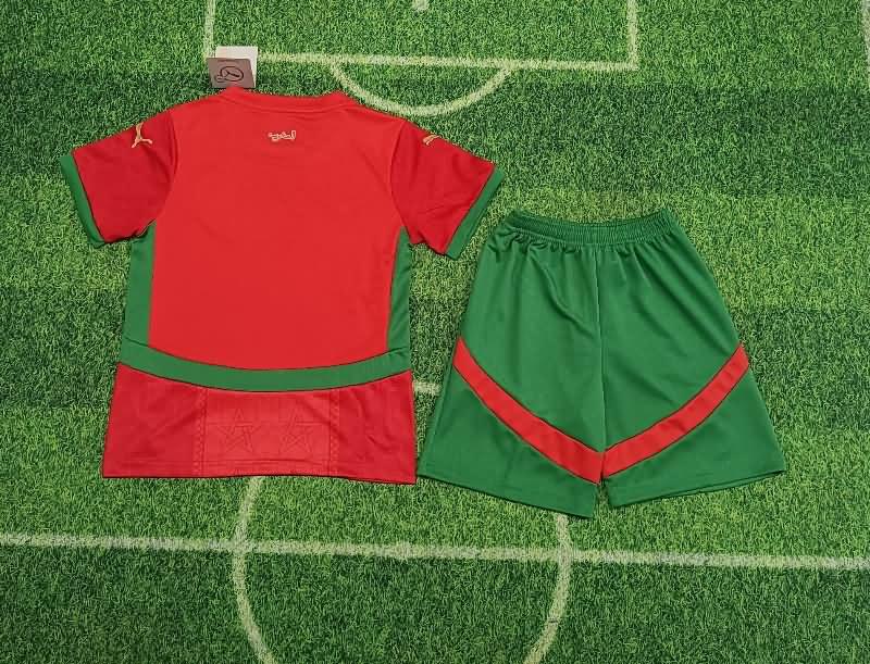 Morocco 2025 Kids Home Soccer Jersey And Shorts