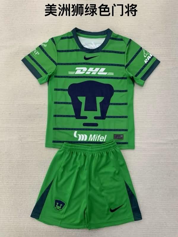 Pumas UNAM 24/25 Kids Goalkeeper Green Soccer Jersey And Shorts