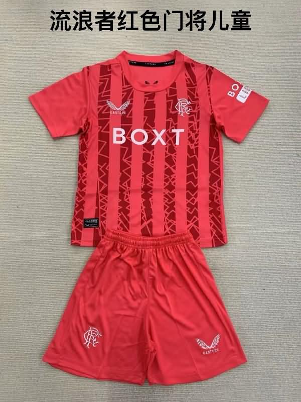 Rangers 24/25 Kids Goalkeeper Red Soccer Jersey And Shorts