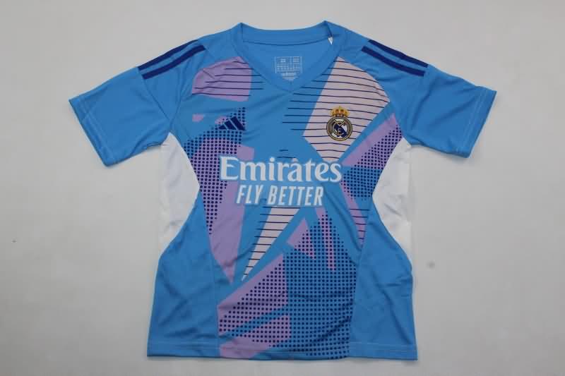 Real Madrid 24/25 Kids Goalkeeper Blue Soccer Jersey And Shorts