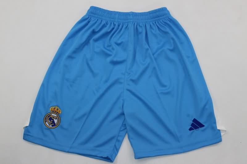 Real Madrid 24/25 Kids Goalkeeper Blue Soccer Jersey And Shorts