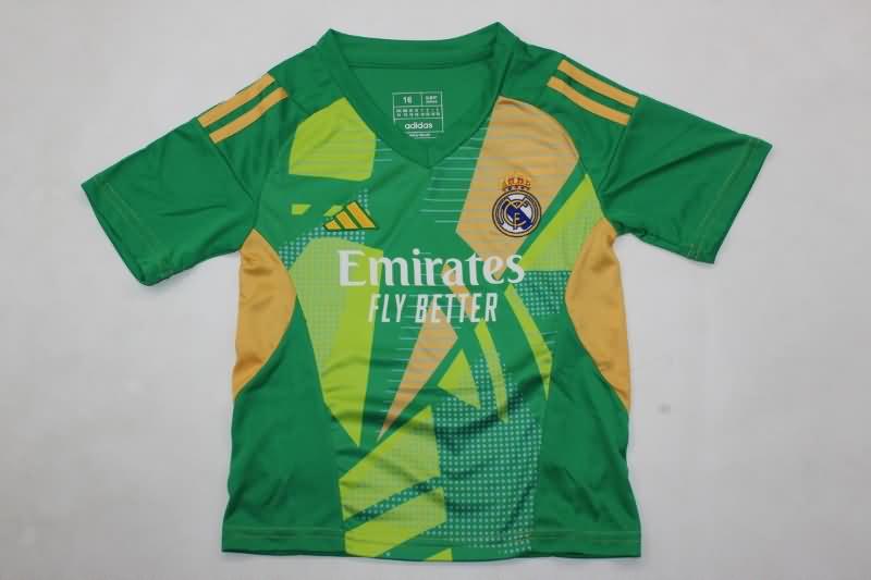 Real Madrid 24/25 Kids Goalkeeper Green Soccer Jersey And Shorts